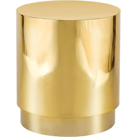 Gold Stainless Steel Drum End Table - Set of 2