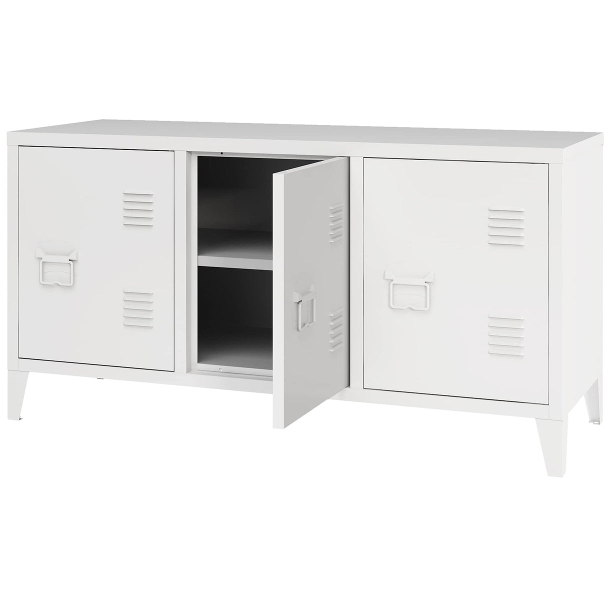 TV Stand Metal TV Table with Storage Steel 3 Door Locker Cabinet for Living Room