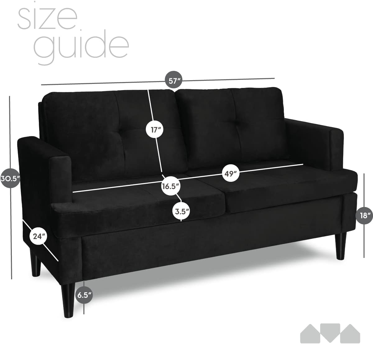 57" Small Loveseat, Velvet Love Seat, Small Couch for Small Spaces