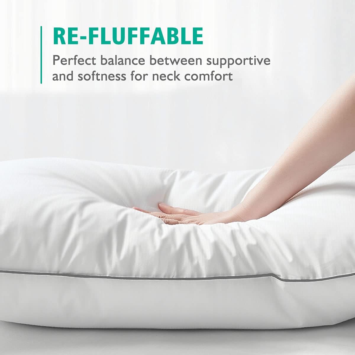 Goose Feather Down Pillows -Set of 1/2 Soft Bed Pillows for Sleeping 100% Organic Cotton