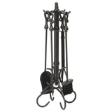 F-1056, 5-Piece Black Wrought Iron Fireplace Tools Set