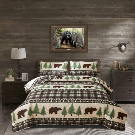 Queen Size Quilt Set Rustic Quilt Bedding Queen Quilt Bed Spread Coverlet Plaid Quilts