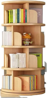 Rotating Bookshelf, 4 Tier Bookshelf Tower,Floor Standing Bookcase Storage Rack