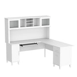 SET001WH Somerset 72-Inch W L-Shaped Desk with Hutch, White