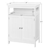 Bathroom Floor Storage Cabinet, Wooden Free Standing Storage Organizer with 2 Doors