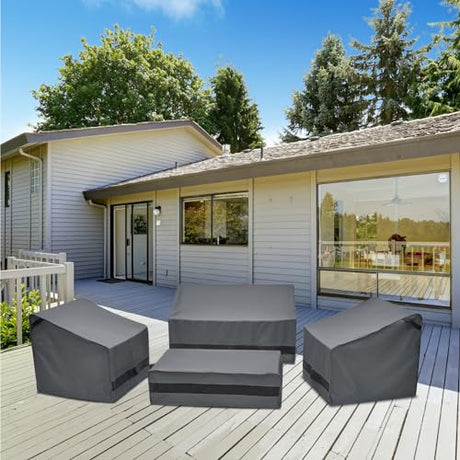 Furniture Covers 4 Piece, Outdoor Furniture Covers Waterproof, 600D Heavy Duty