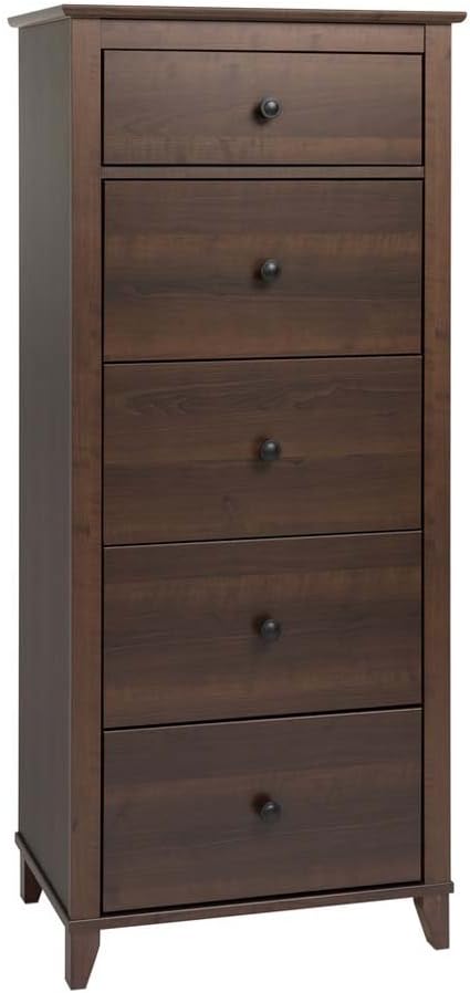 Traditional 5-Drawer Tall Dresser for Bedroom, Wood Tall Bedroom