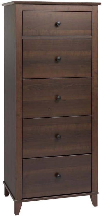 Yaletown Traditional 5-Drawer Tall Dresser for Bedroom, Wood Tall Bedroom