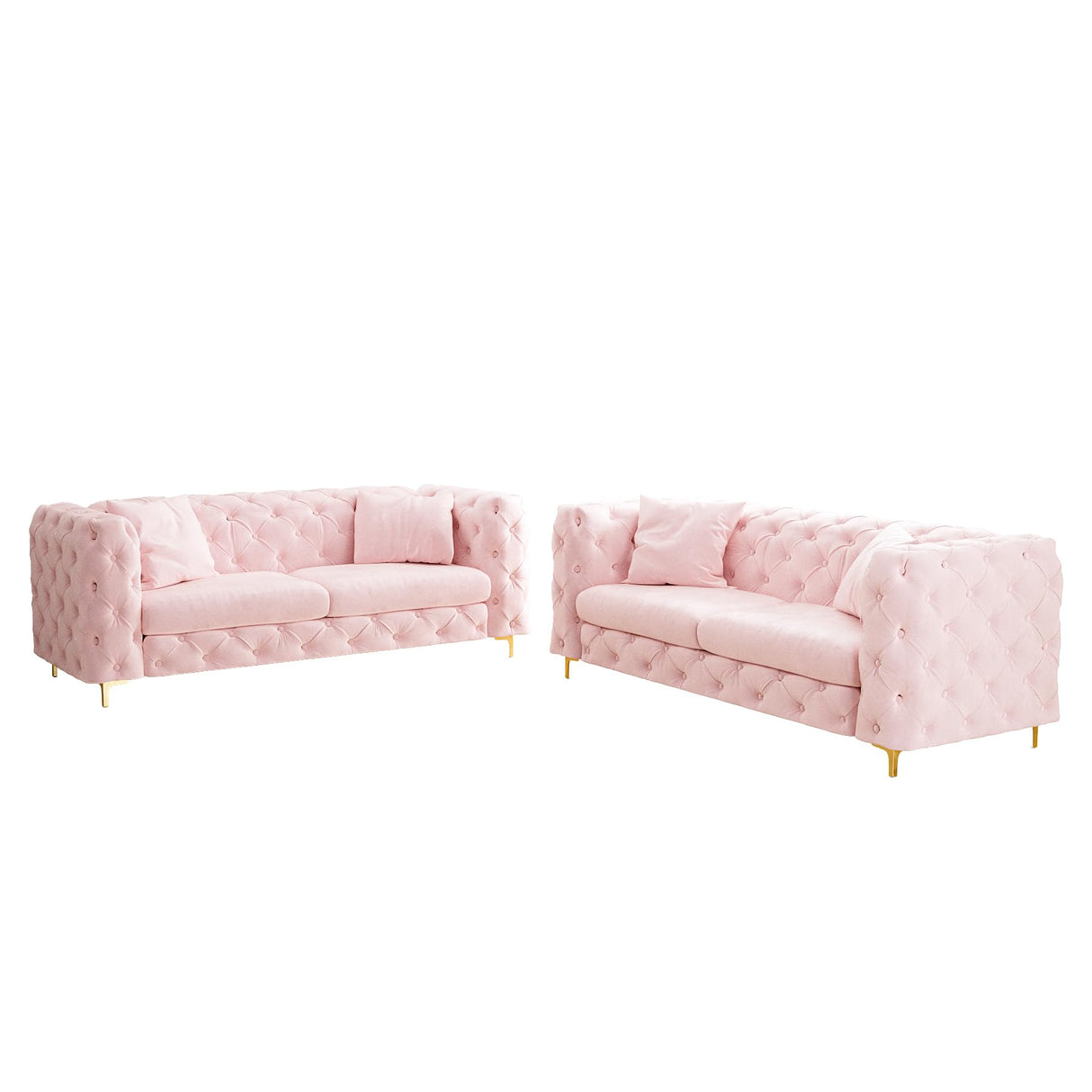 75 Inch Sofa Couch Modern Upholstered Couch Tufted Velvet Sofa High Arm and Metal