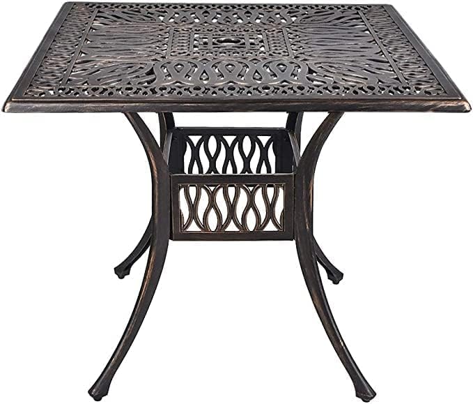 Patio Dining Table, 87" Outdoor Patio Table with Umbrella Hole Bronze Oval Cast