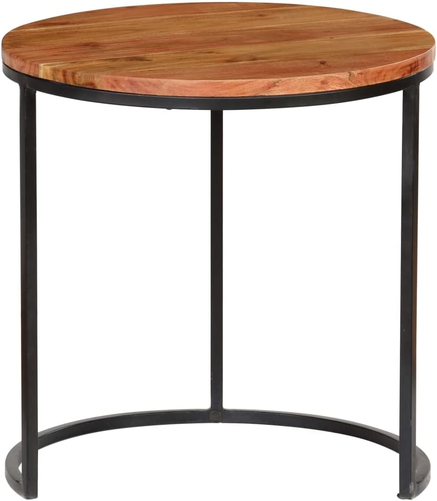 Solid Acacia Wood Coffee Table Set with Sheesham Finish - Fully Assembled 3-Piece