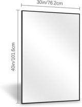 30x40 Inch Black Rectangle Bathroom Mirror with Metal Frame