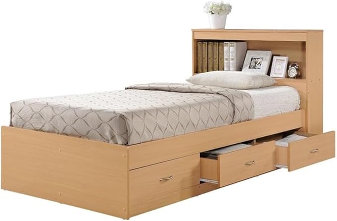 Bed with 3 Drawers in Mahogany