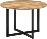 vidaXL Mango Wood Dining Table with Powder-Coated Iron Frame - Retro Style Versatile Dinner Table, 43.3" diameter