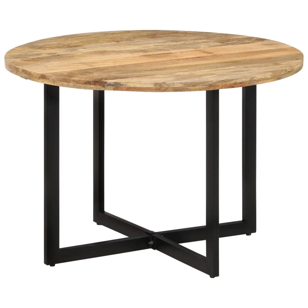 vidaXL Mango Wood Dining Table with Powder-Coated Iron Frame - Retro Style Versatile Dinner Table, 43.3" diameter