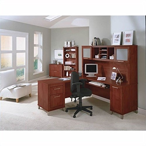 Somerset 71" L Shaped Computer Desk with Hutch in Hansen Cherry