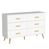 6 Drawer Dresser for Bedroom with Power Outlets, Modern Wood Dresser