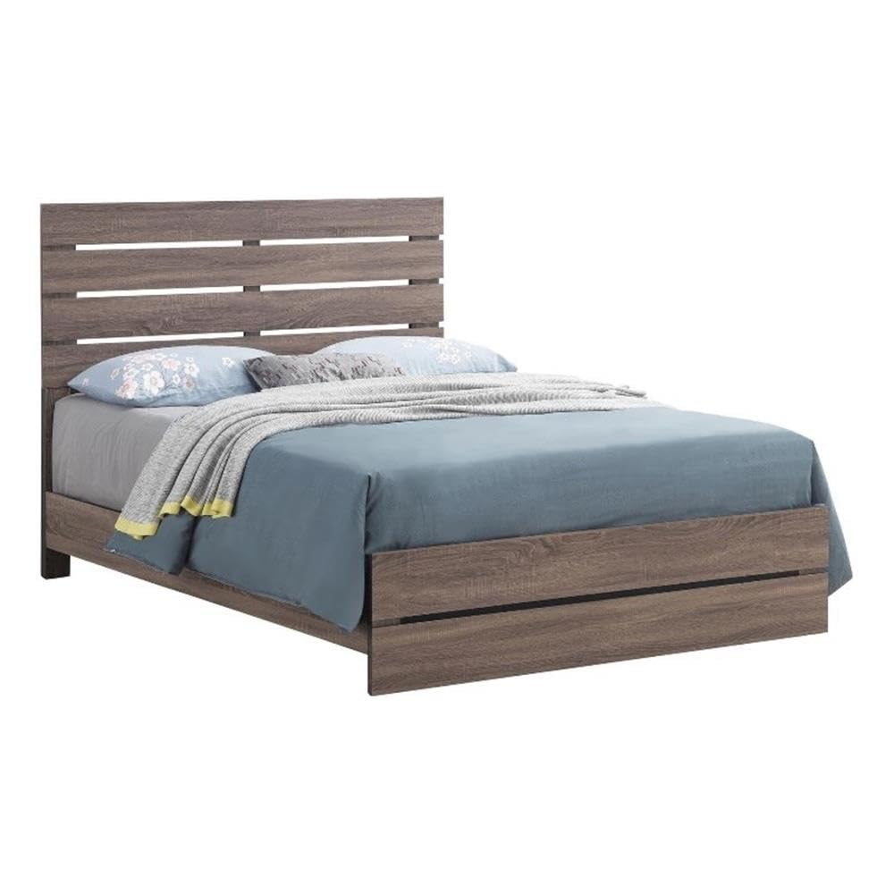 Pemberly Row Farmhouse Wood Eastern King Panel Bed in Barrel Oak