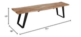 Live Edge, 71" Solid Wood Bench, Brown