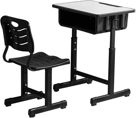 Chair Combo, Height Adjustable Children's Desk and Chair Workstation with Drawer,