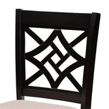 Nicolette Modern and Contemporary Sand Fabric Upholstered and Dark Brown Finished