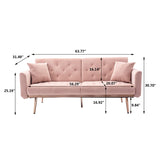 Futon Sofa Bed with 3 Adjustable Positions, Small Sleeper Sofa Loveseat with 2