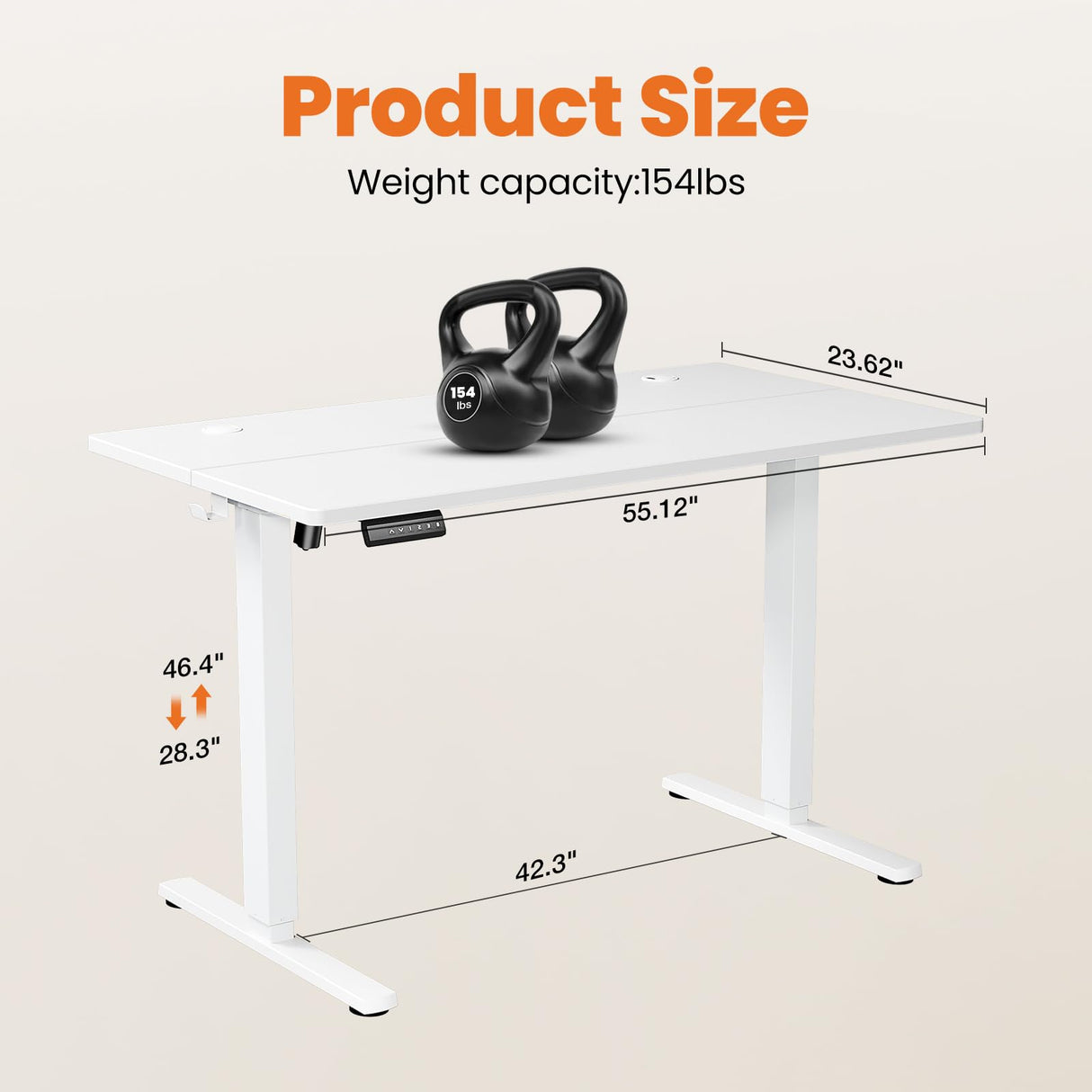 Sweetcrispy Standing Desk Adjustable Height, 50 Inch Electric Standing Desk with 3 Memory Presets, Adjustable Desk Stand Up Desk