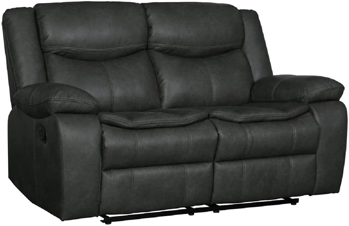 Marsden Modern Leather Air Reclining Living Room Loveseat, Gray