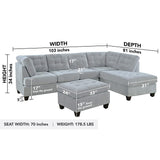 3 Piece Modern Tufted Micro Suede L Shaped Sectional Sofa