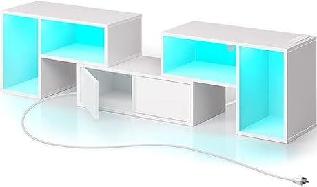 TV Stand, Deformable TV Stand with Power Outlets & LED Strip