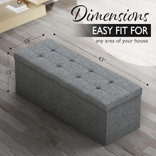 43" Folding Storage Ottoman Bench for Living Room, Bedroom, TV Entertainment - Bedroom Bench with Hidden Storage