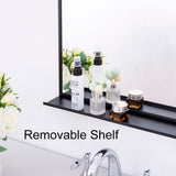 30x20 Black Arch Mirror with Shelf - Matte Metal Frame Wall Mirror