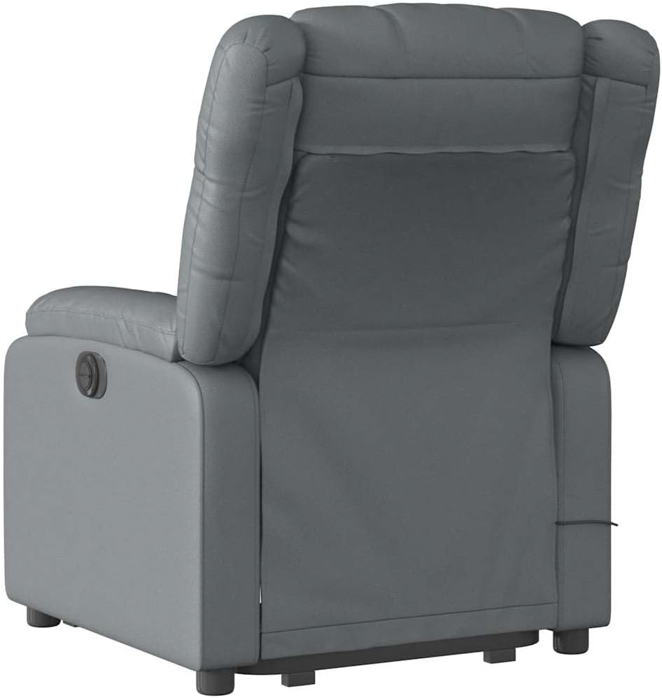 Massage Recliner Chair - Armchair Gray Faux Leather with Lift and Recline Functions - Comfortable Reclining Seating for Living Room