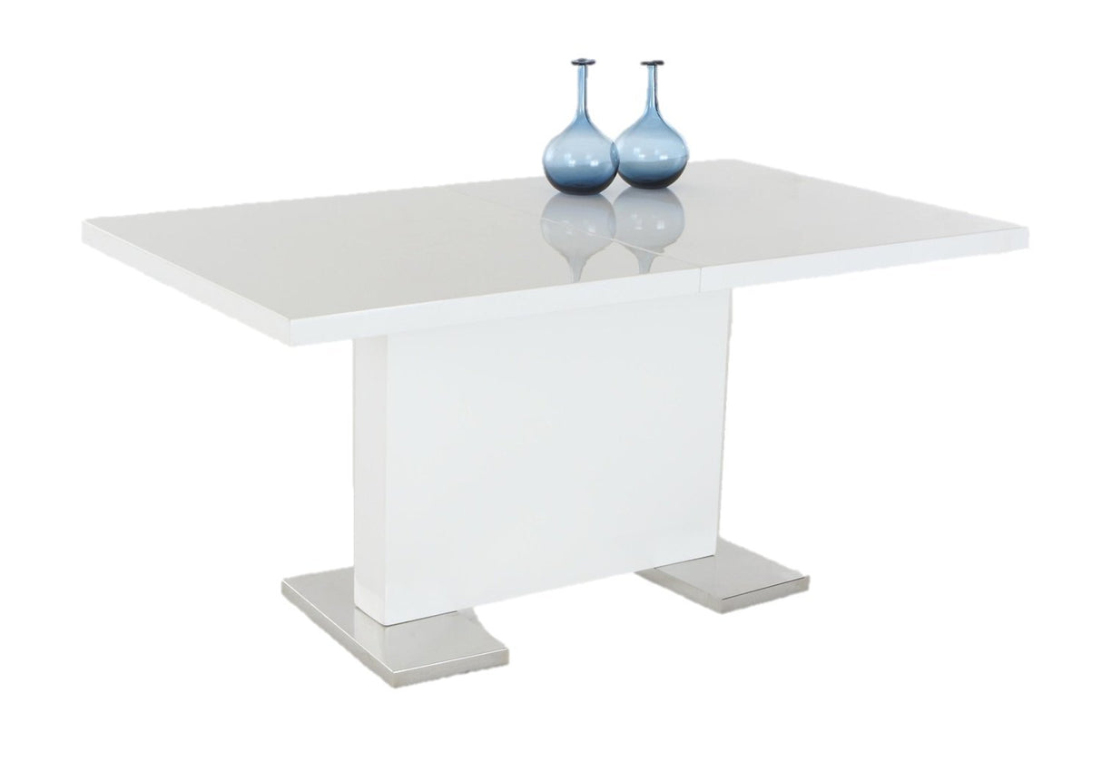 Extendible Dining Table Pedestal Table MDF High-Gloss White