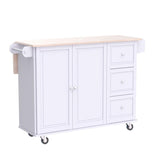 Kitchen Island Cart on Wheels - Portable Kitchen Island with Drop Leaf