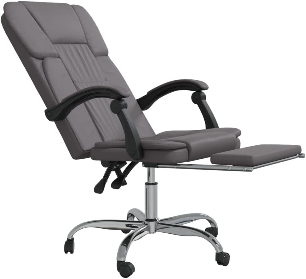 SKM Reclining Office Chair Gray Faux Leather (15.2 KG/33.44 LBS)