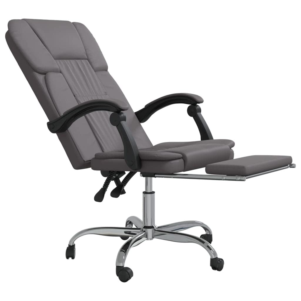 SKM Reclining Office Chair Gray Faux Leather (15.2 KG/33.44 LBS)