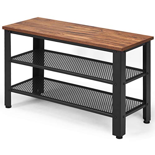 60" Black Dining Bench, Wooden Table Bench with Metal Legs, Modern Kitchen Bench for Enrtyway/Indoor/Dining Room