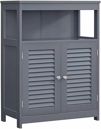 Bathroom Floor Cabinet, Bathroom Storage Cabinet, Freestanding, with Double Shutter