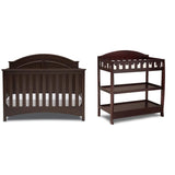 Delta Children Perry 6-in-1 Convertible Crib - Greenguard Gold Certified, Walnut Espresso & Infant Changing Table with Pad, Espresso Cherry