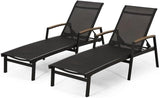 Teresa Outdoor Aluminum Chaise Lounge with Mesh Seating (Set of 2), White