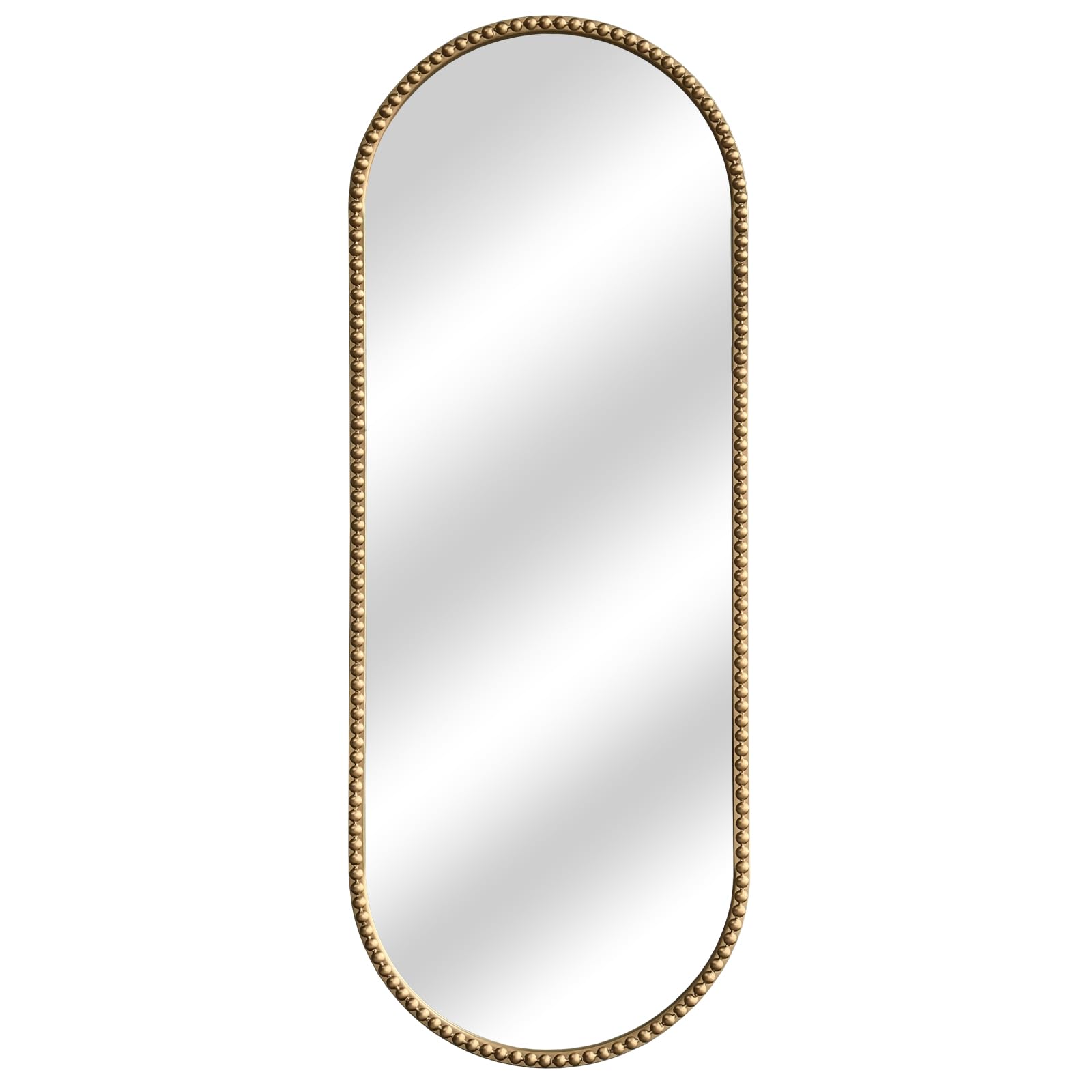 Antique Gold Oval Full Length Mirror - Vintage Beaded Wall Mounted 53"x20"
