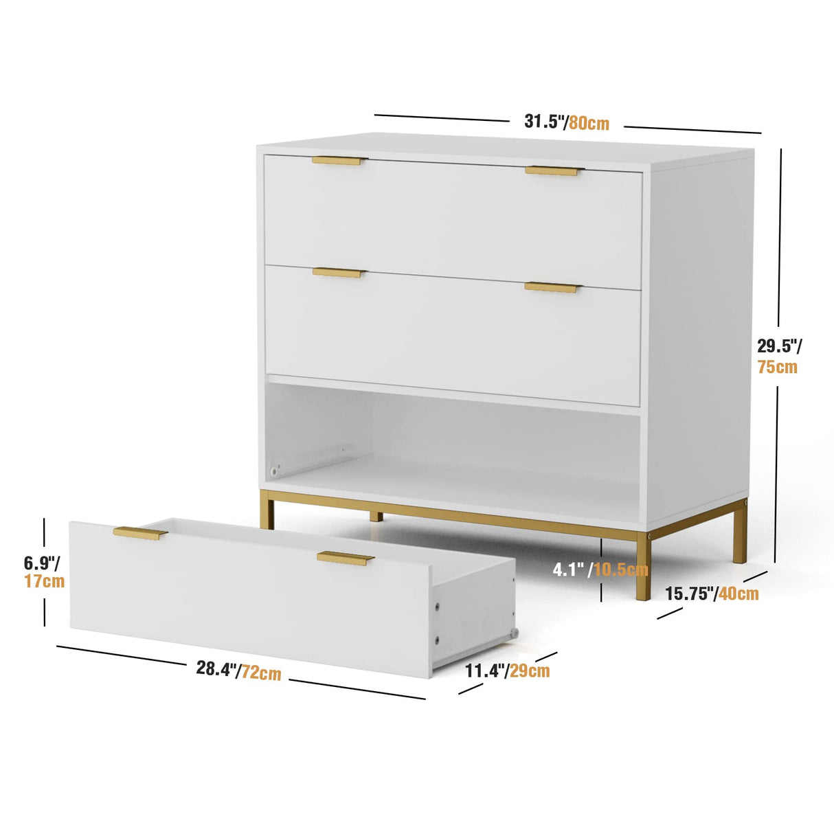 White Dresser for Bedroom, 3 Drawer Dresser with Spacious Storage Modern