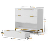 White Dresser for Bedroom, 3 Drawer Dresser with Spacious Storage Modern