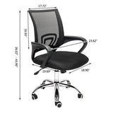 Office Computer Desk Chair Mid Back Executive Rolling Swivel Adjustable Task Chair Ergonomic Mesh Lumbar Support Desk with Armrest, Adjustable Height Black