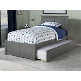 Wood Twin XL Platform Panel Bed with Trundle in Gray