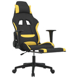 Adjustable Gaming Chair with Footrest - Black and Yellow Fabric