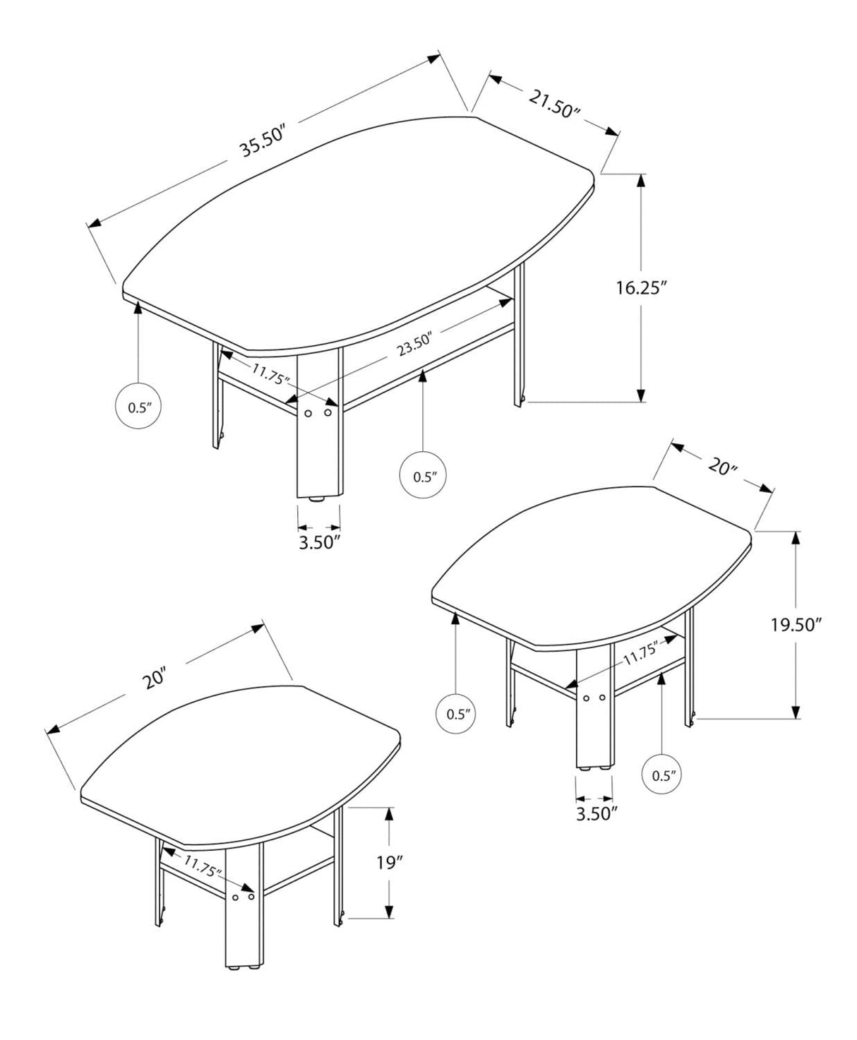 SET-3PCS CHERRY Table Set