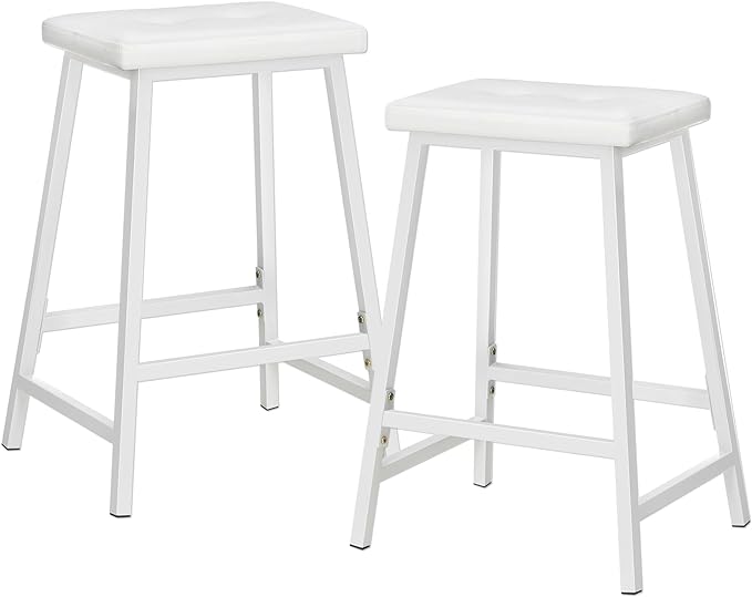 Bar Stools, Set of 2 PU Upholstered BarStools, 23.6-Inches Bar Chairs