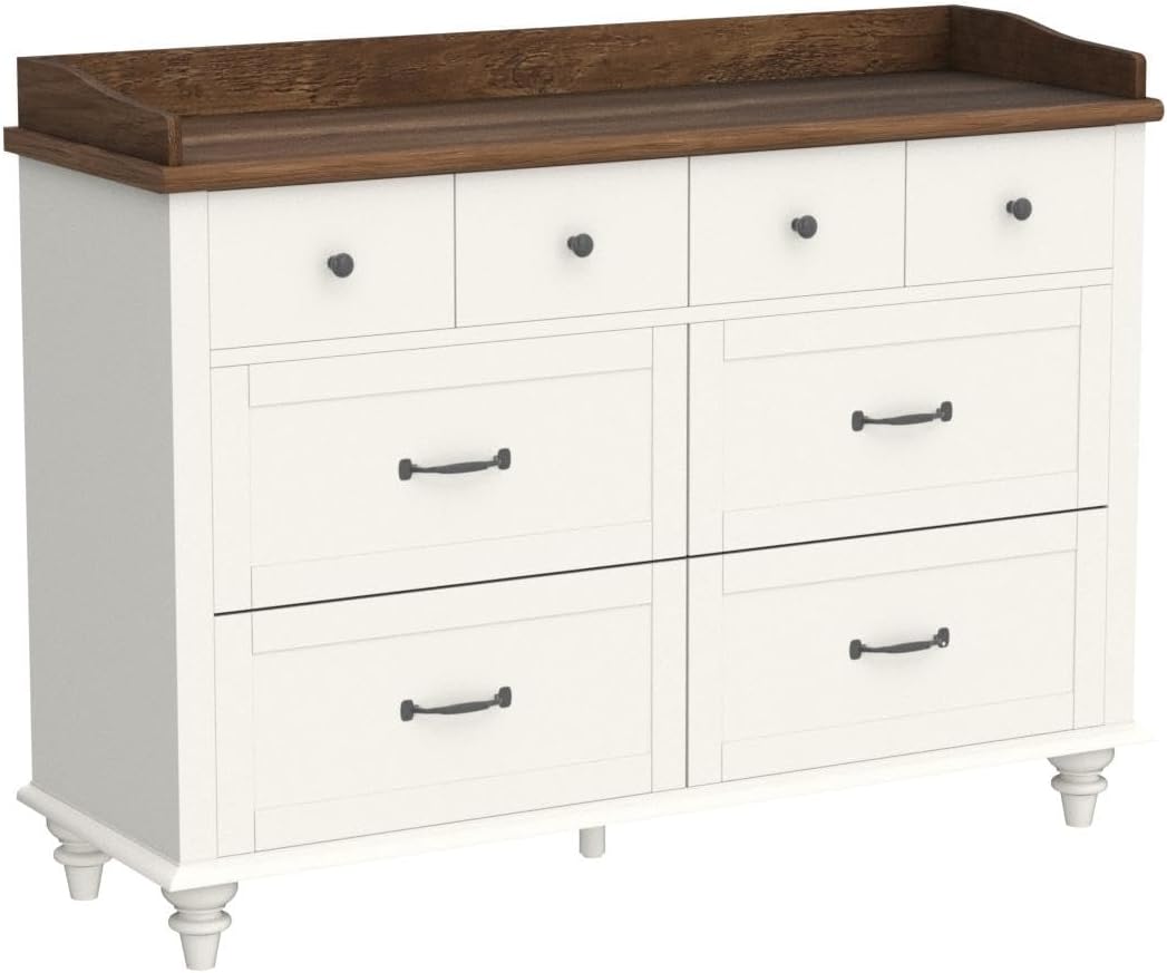 White Dresser for Bedroom with 6 Drawers, Kids Dresser TV Stand